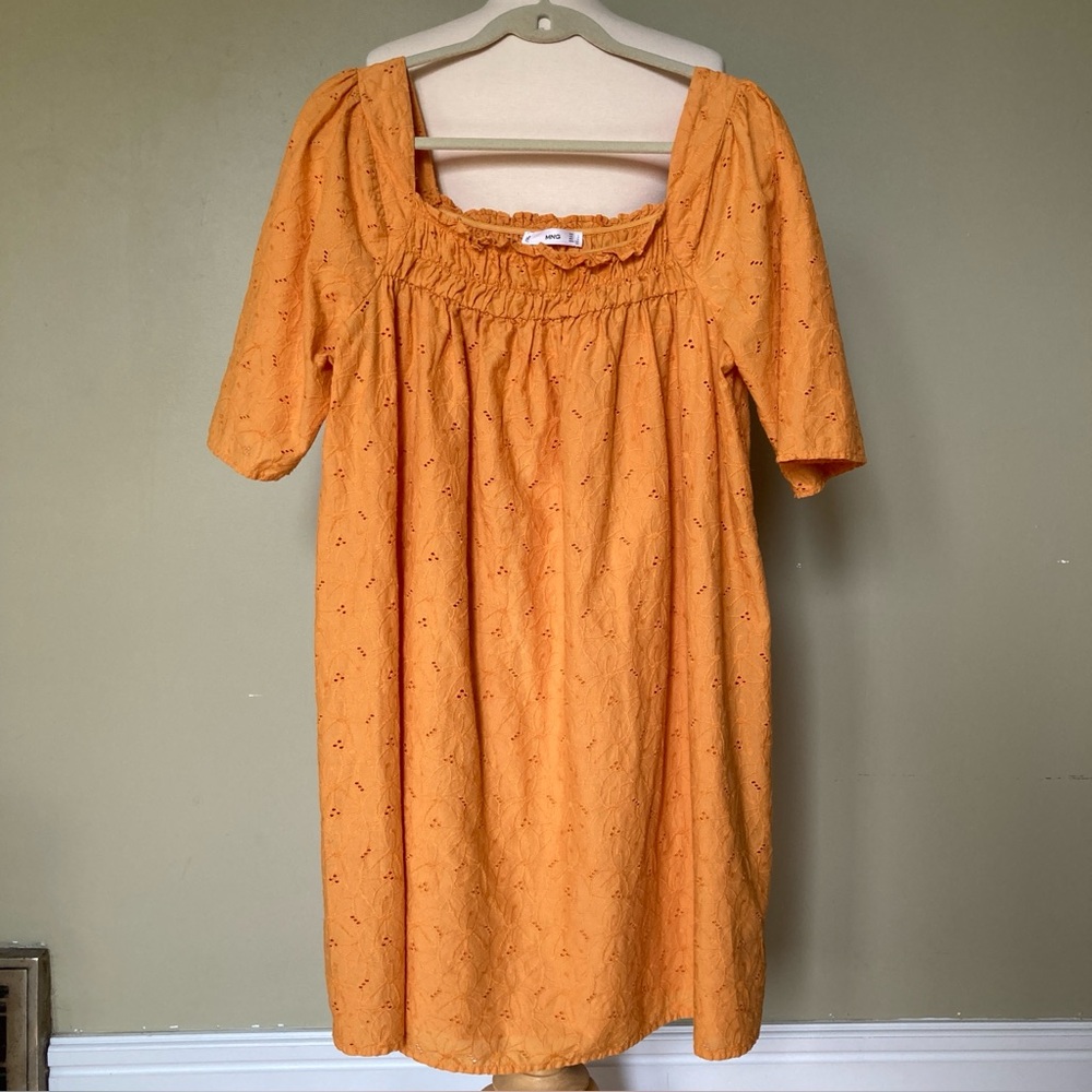MANGO Smocked Eyelet Summer Dress